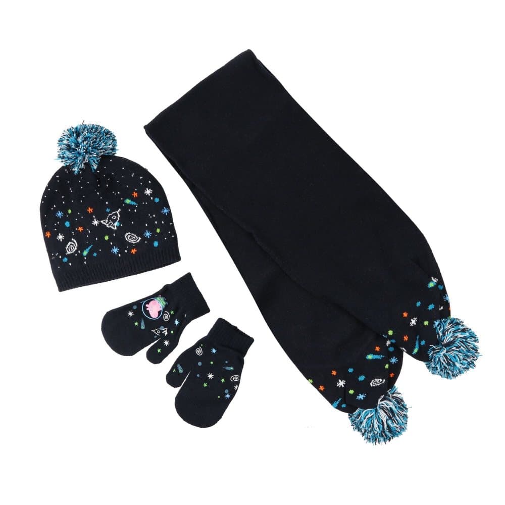 Regatta Pom Pom Stickad Peppa Pig Hatt Handskar och halsduk Set
