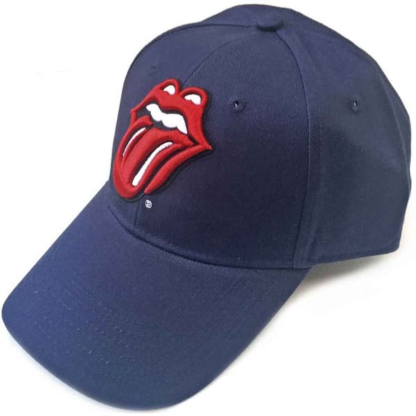 The Rolling Stones Baseball Cap Classic Tongue Band Logo Navy Blue Strapback One Size