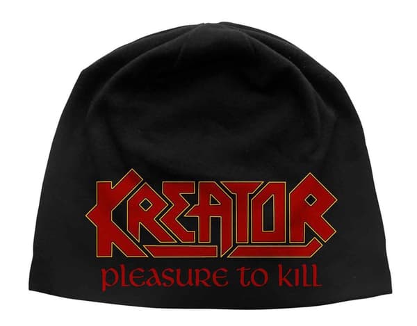 Kreator Beanie Hat Pleasure To Kill Band Logo Official Black Unisex Jersey One Size