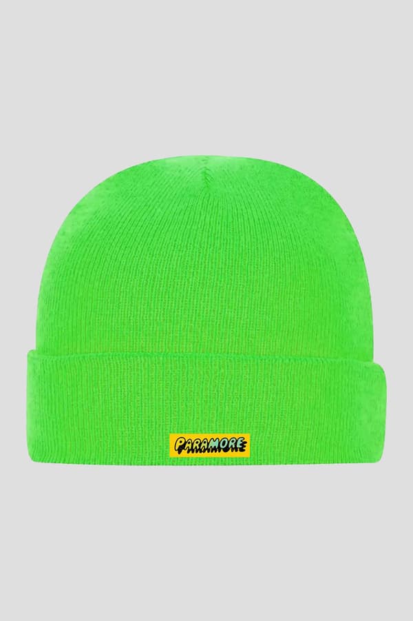 Paramore Beanie Hat Band Logo Official Fluorescent Green One Size