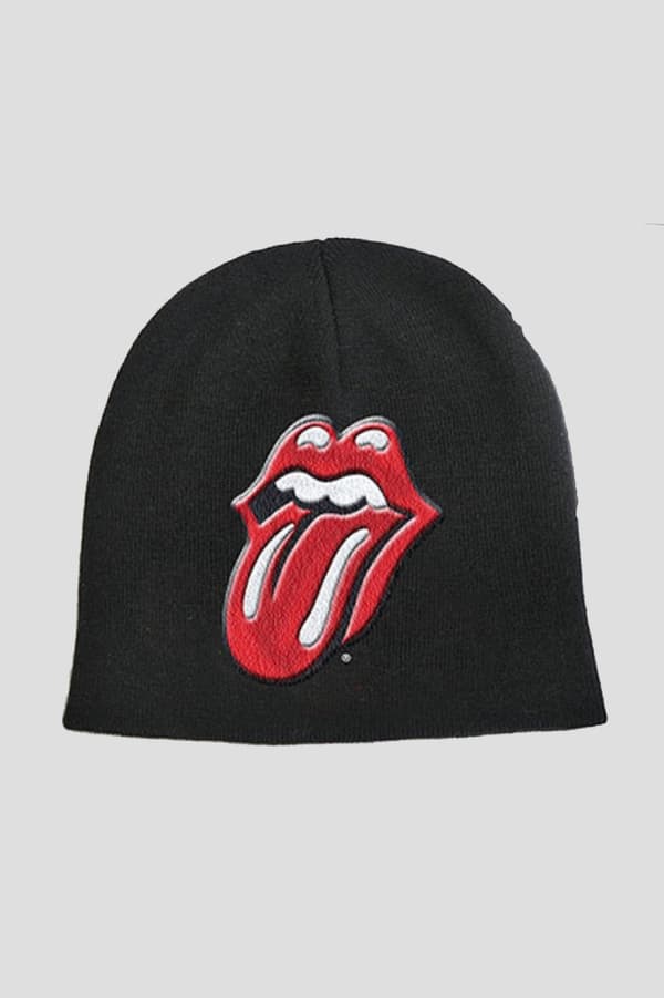 The Rolling Stones Beanie Hat Cap Classic Tongue Logo Official Black One Size