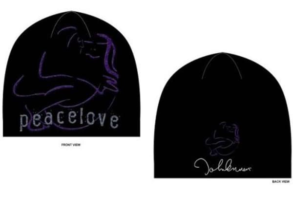 John Lennon Beanie Hat Peace and Love Logo Official Black One Size