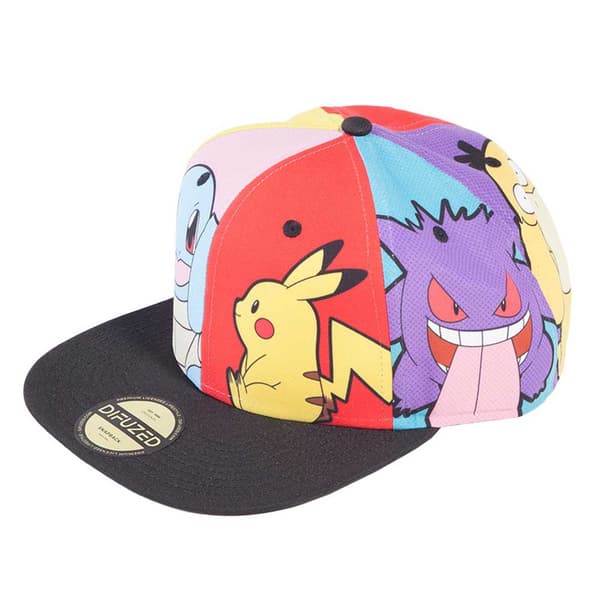 Pokemon Baseball Cap Pop Art Pikuchu Squirtle Official Snapback One Size