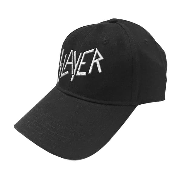 Slayer Baseball Cap Classic Band Logo Sonic Silver Official Black Strapback One Size