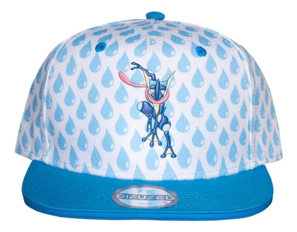 Pokemon Greninja Baseball Cap Water Droplets Logo Official Blue Snapback L