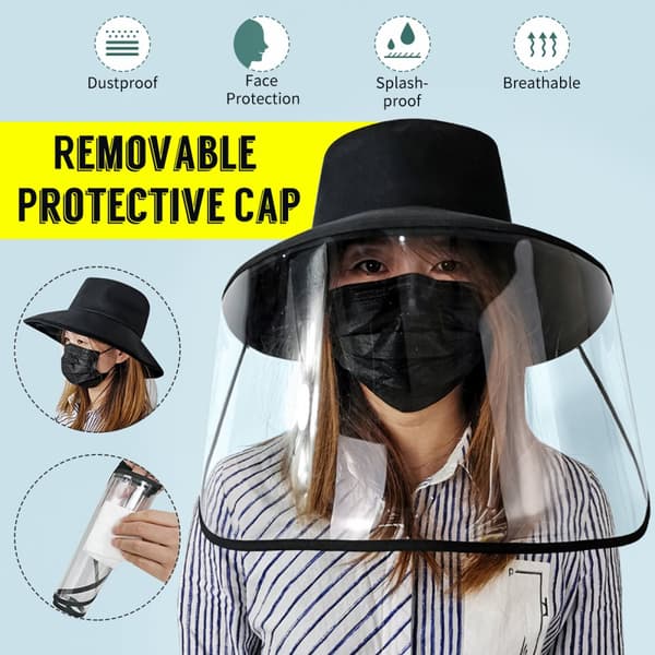 Puhdas musta irrotettava suojahattu Sumunestohattu Pölytiivis kasvojensuojaus Fisherman Cap