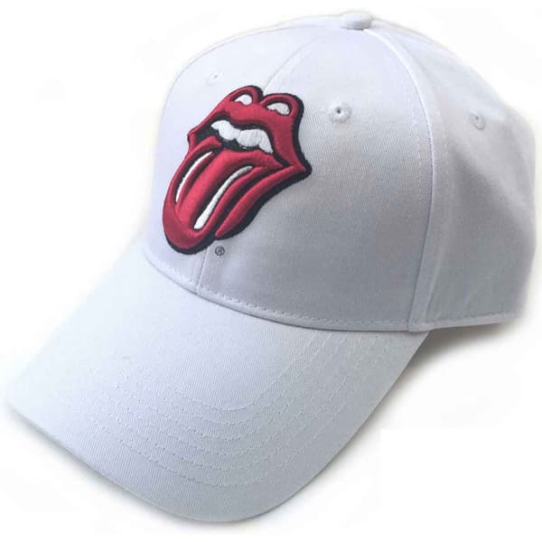 The Rolling Stones Baseball Cap Classic Tongue Band Logo White Strapback One Size