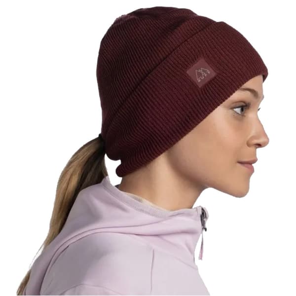 Buff Crossknit Beanie 1264834161000, mössa, Unisex, vinröd, Storlek: One size