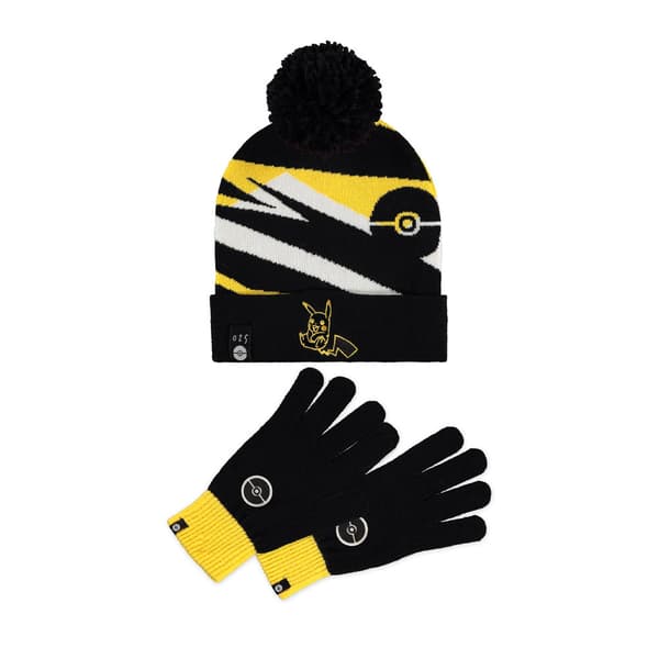 Pokemon Pikachu Beanie And Knitted Gloves Gift Set One Size