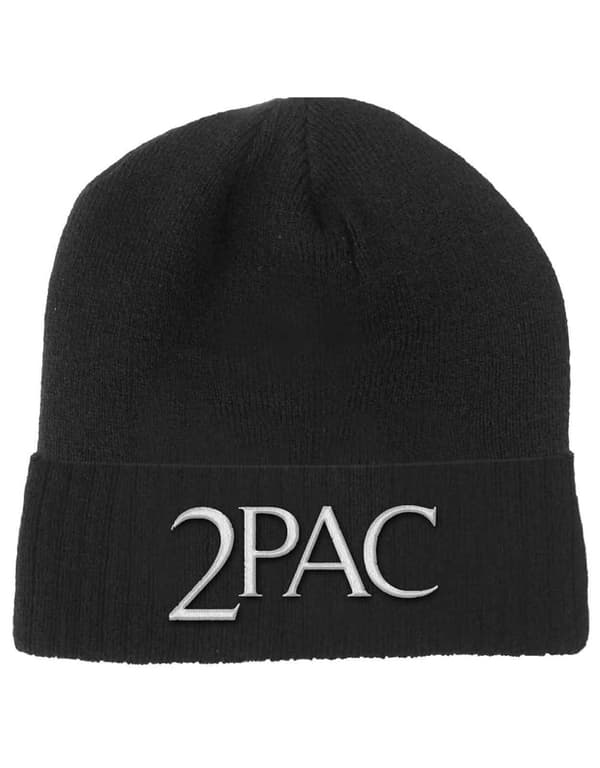 Tupac 2PAC Beanie Hat Logo Official Black Unisex One Size