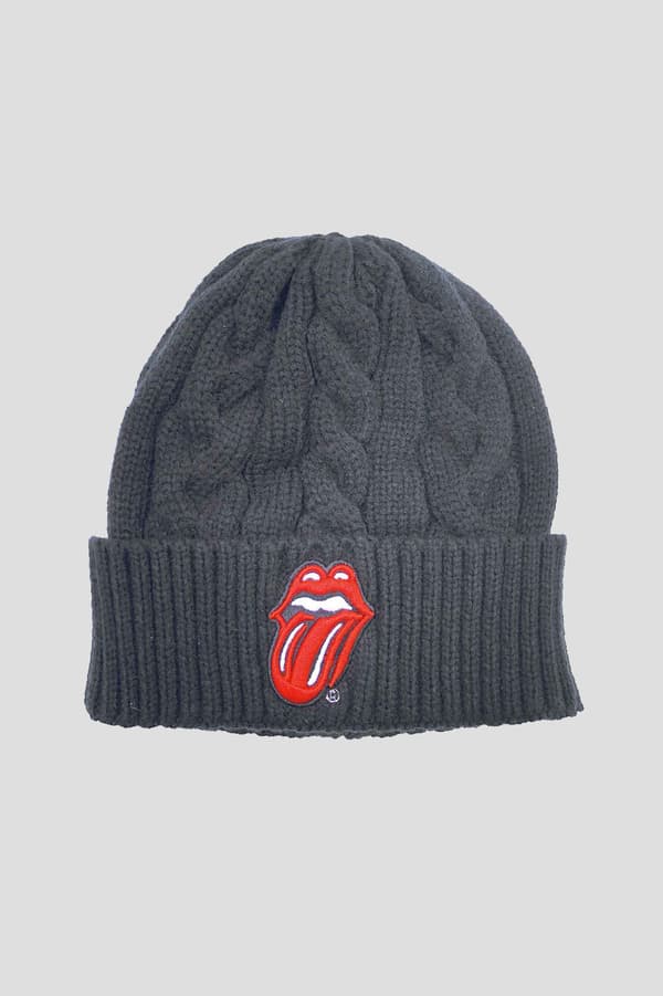 The Rolling Stones Beanie Hat Classic Tongue Logo Cable Knit Official Unisex One Size