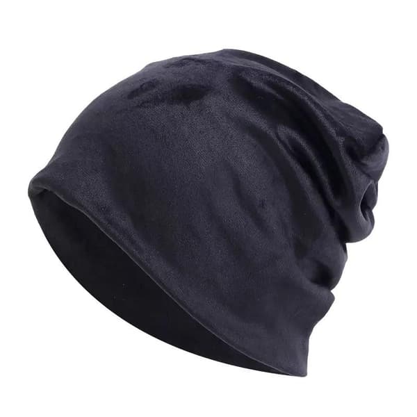 Black beanie in velvet winter hipster autumn soft