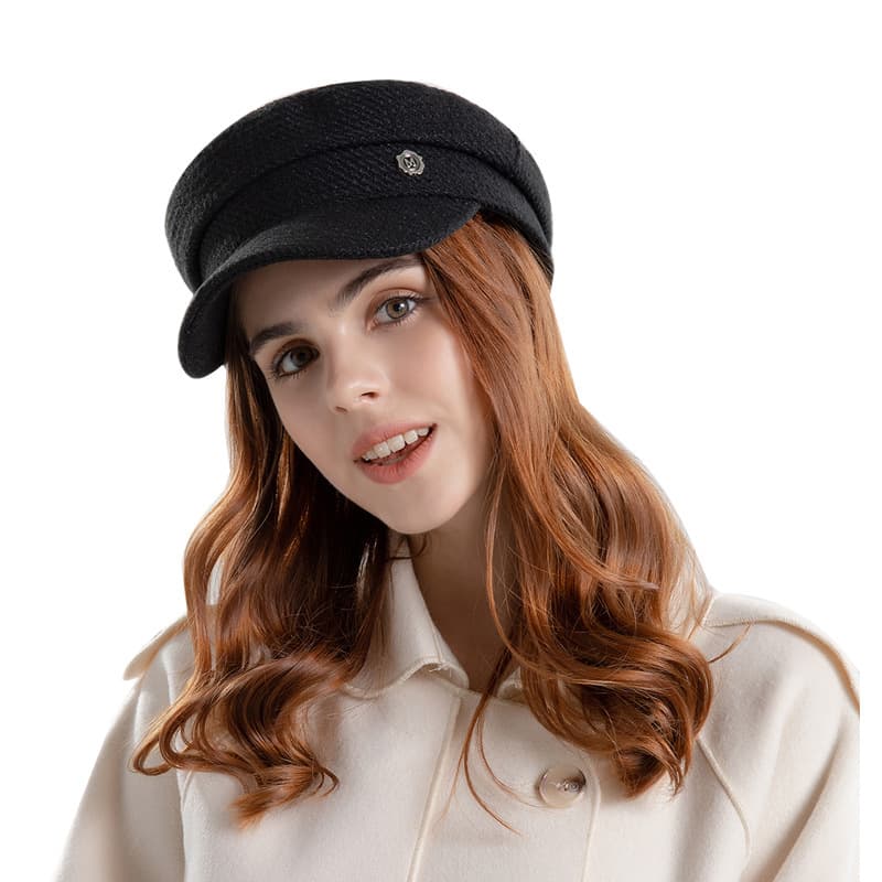 Retro platt baskerhatt Svart