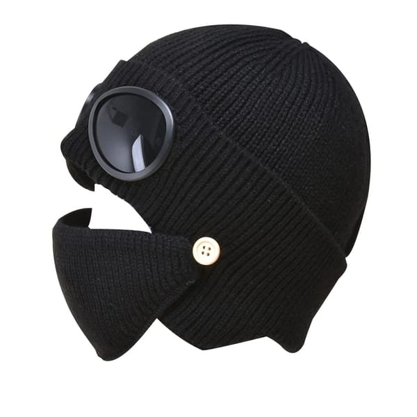 INF Strikket lue med briller og maske Sort