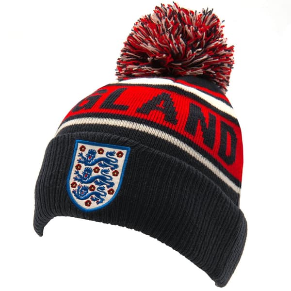 England FA Bobble Beanie Navy Blue/White/Red One Size