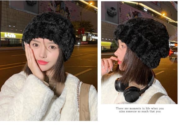 Dame Warm Hat Vinter Hat Sort