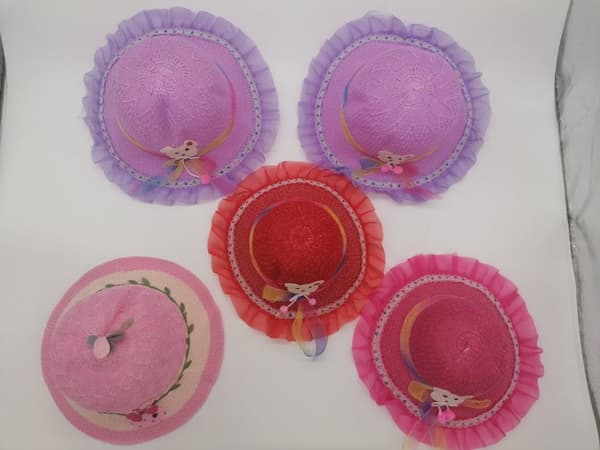 Girls Sun Hats With Animal Motif And Ribbon