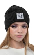 Miniatyrbild 1 av 4: Stranger Things Beanie Hat Hellfire Club Front Logo Print Girls Womens Black One Size