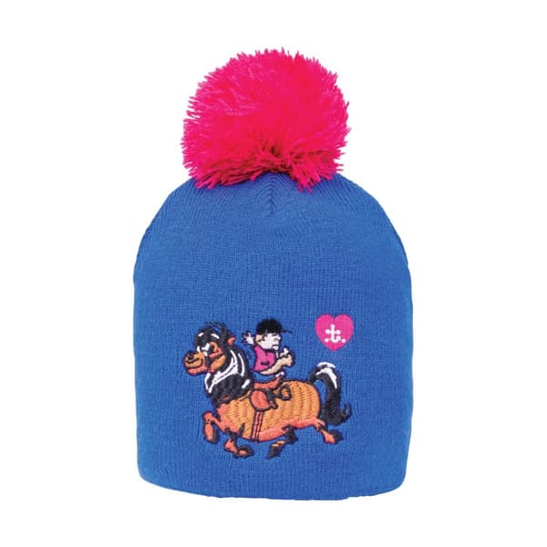 Hy Childrens/Kids Thelwell Collection Race Bobble Beanie Cobalt Blue/Magenta One Size