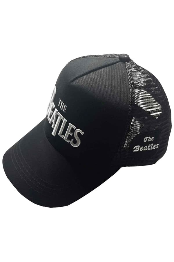 The Beatles Baseball Cap Drop T Band Logo and Apple Official Black trucker One Size
