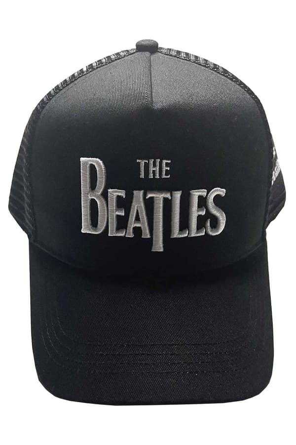 The Beatles Baseball Cap Drop T Band Logo and Apple Official Black trucker One Size