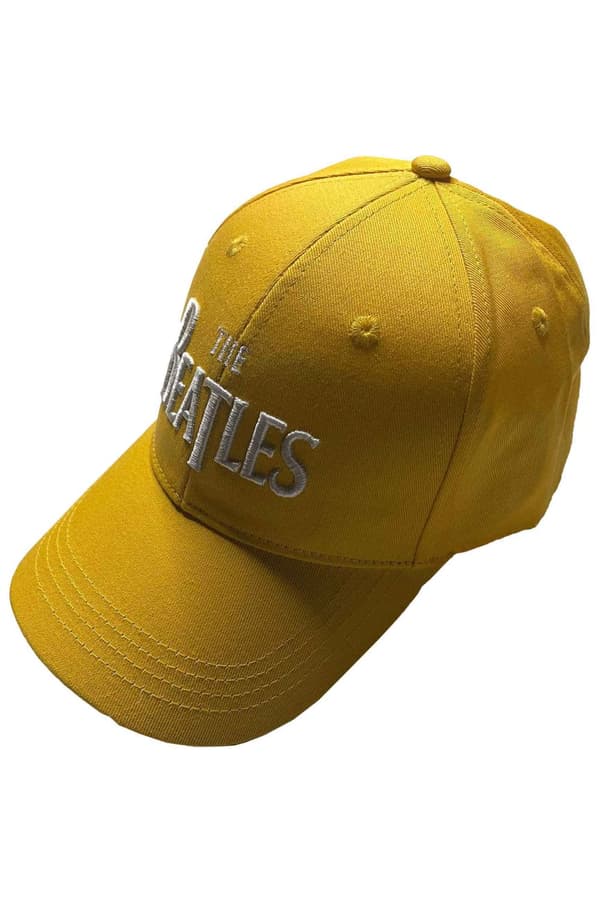 The Beatles Baseball Cap White Drop T Band Logo Official Yellow One Size