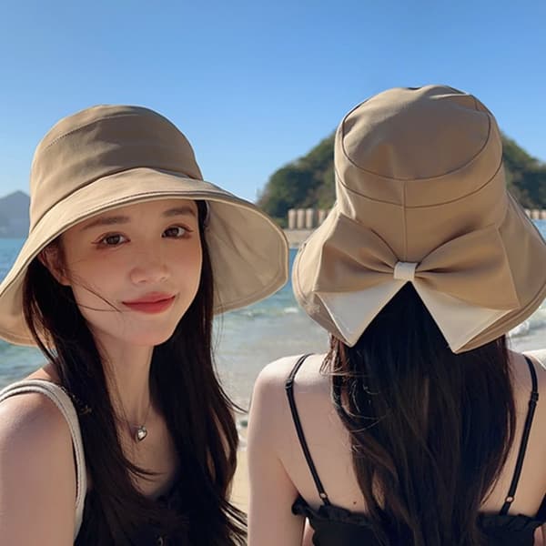 Sommar bowknot bucket hatt