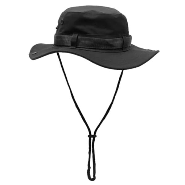 Hatt med streng boonie hat brim solhatt svart