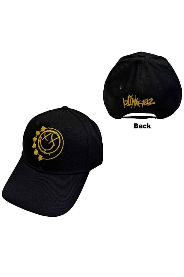 Blink-182 Baseball Cap Yellow Six Arrow Smile Band Logo Official Black One Size