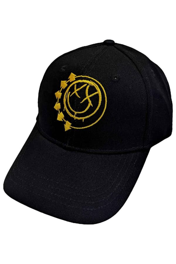 Blink-182 Baseball Cap Yellow Six Arrow Smile Band Logo Official Black One Size