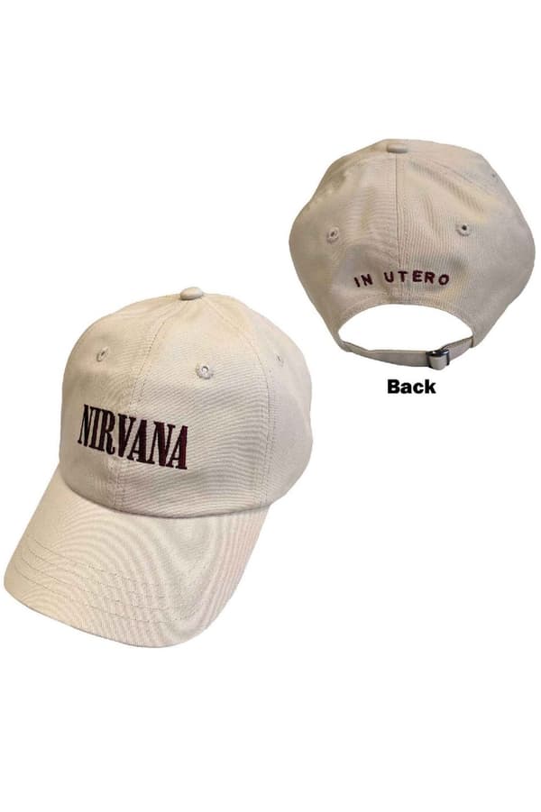 Nirvana Baseball Cap Text Logo Band in Utero Official Sand One Size