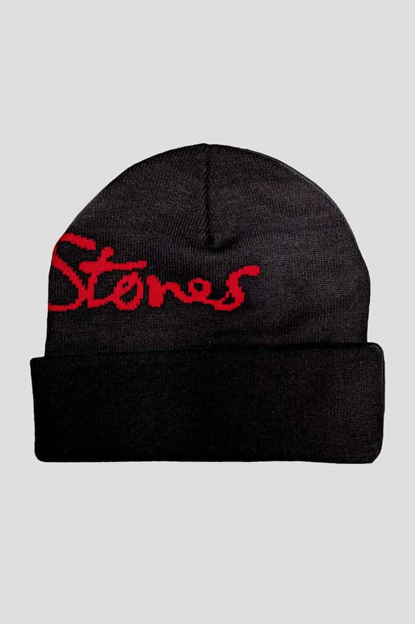Rolling Stones Beanie Hat Embellished Classic Tongue Official Unisex Black One Size
