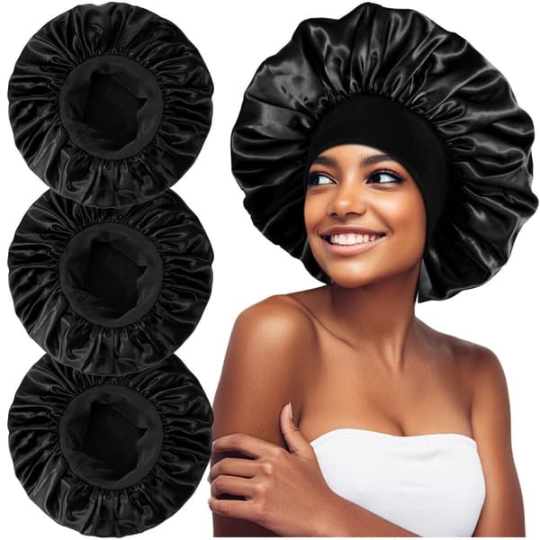 INF 3-pack Ventilerande Bredbrättad Elastisk Sovmössa Svart
