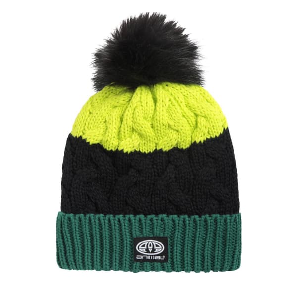 Animal Childrens/Kids Alex Recycled Beanie Green/Black/Yellow S-M