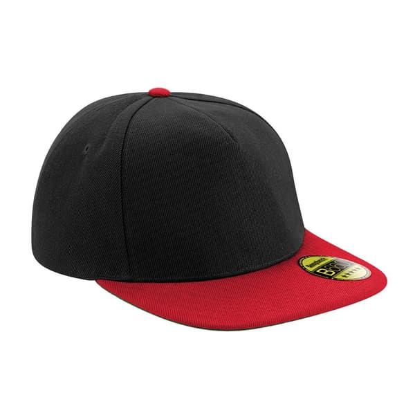 Beechfield Unisex Adult Original Flat Peak Snapback Cap Black/Classic Red One Size