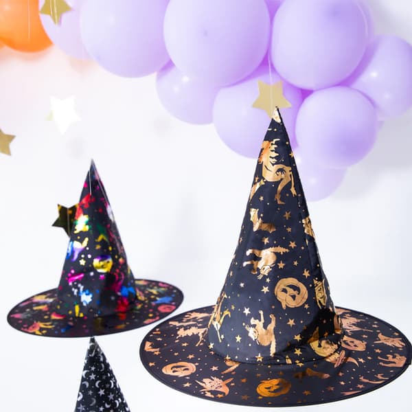 Halloween Heksehat Sort & Guld 38x32 cm