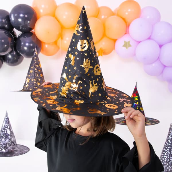 Halloween Heksehat Sort & Guld 38x32 cm