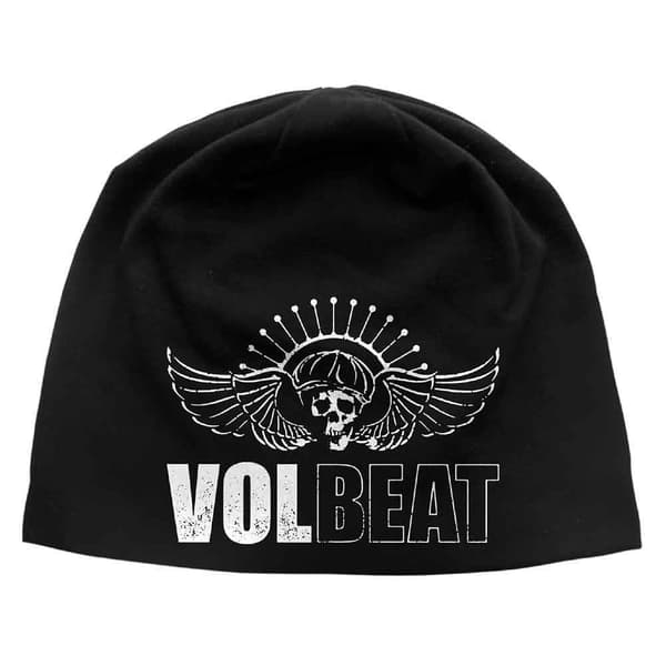 Volbeat Beanie Hat Band Logo Official Black Jersey Print One Size