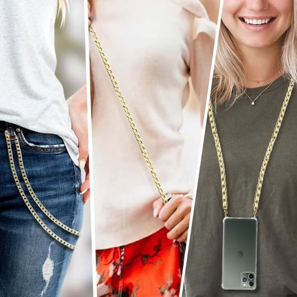Telefon Jewel Metallic Cuban Link Chain 120cm Gult Guld