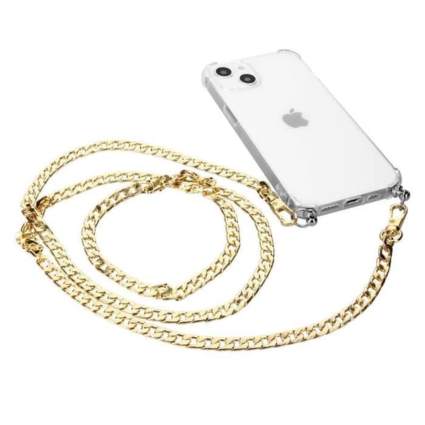 Telefon Jewel Metallic Cuban Link Chain 120cm Gult Guld