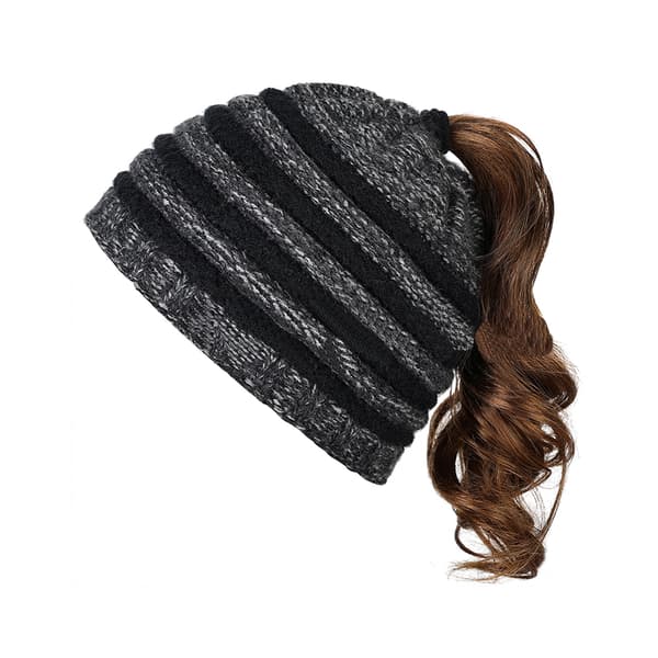 INF Naisten Stretch Knit Hat Ponytail Pipo Hatut Lämpimät Talvilakit