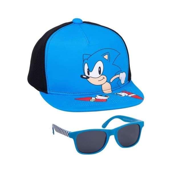 Sonic The Hedgehog Set med solglasögon och basebollkeps för barn Blue/Black One Size