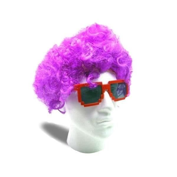 HA lila afro peruk: festförklädnad, kostymtillbehör.