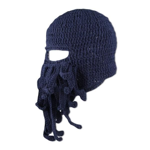 Antracitgrå Tentakel Octopus Balaclava Mask Kostym - Vuxen - Mjuk ull