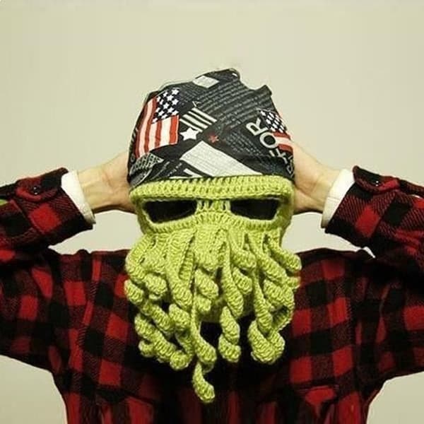 Antracitgrå Tentakel Octopus Balaclava Mask Kostym - Vuxen - Mjuk ull