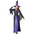 Miniatyrbild 1 av 2: Halloween Witch Woman Costume - One Size - Lång klänning och spetsig hatt - 100 % polyester - Svart