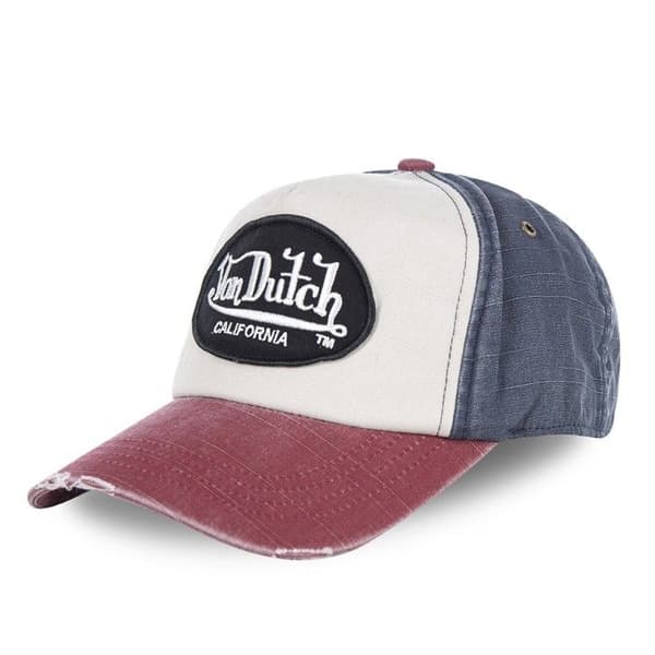 Keps - Von Dutch - JACK - 100% bomull - Justerbar - Trefärgad (röd/vit/blå)