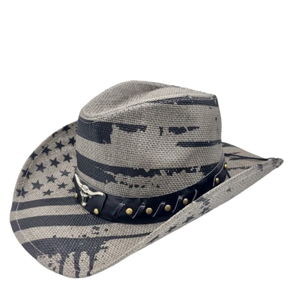 Cowboy Hat Blue medallion white