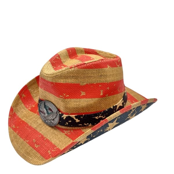 Cowboy Hat Blue medallion white