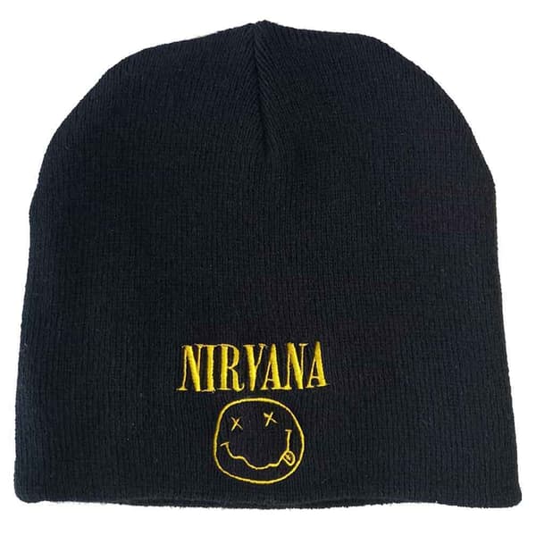 Nirvana Grunge Smile Band Logo Beanie Hat One Size